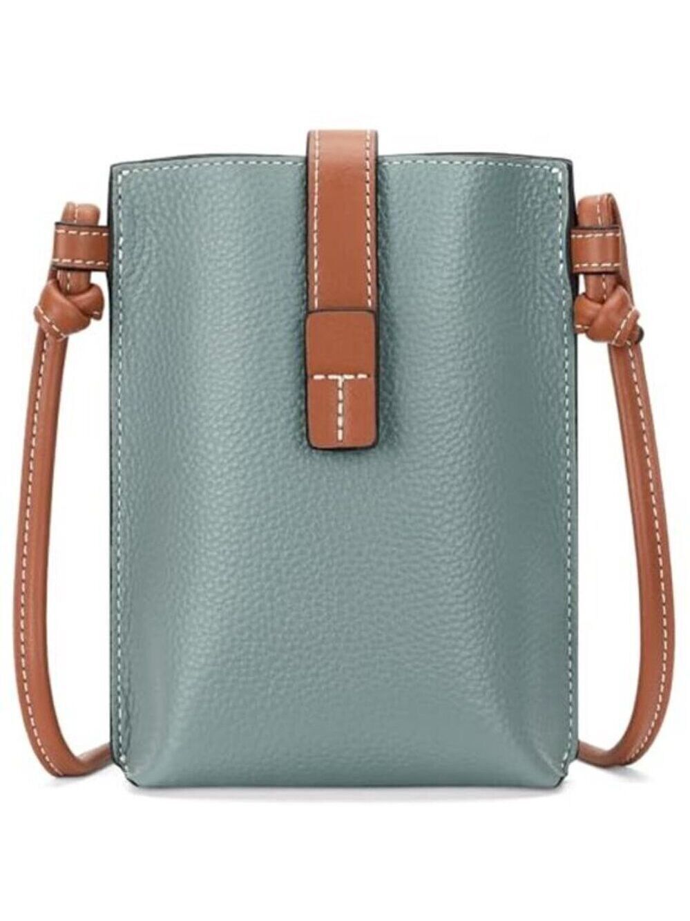 Blue & Brown Leather Small Crossbody Bags Phone Purse Minimalism Travel Bag